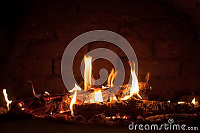 Small fire in the oven Stock Photo