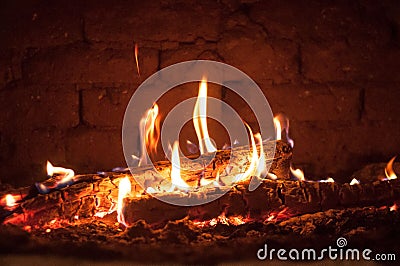 Small fire in the oven Stock Photo