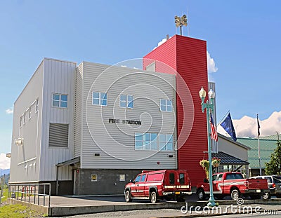 A Small Fire Station Building Stock Photo