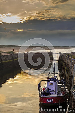 Small Fishing Boat in Seaton Sluice Harbour. Editorial Stock Photo
