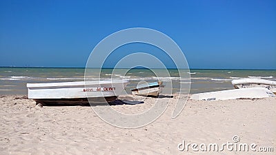 Small fishing boats, Progreso, Mexico Editorial Stock Photo