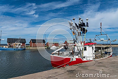 Small fishing camp on the east coast of Oland Stock Photo