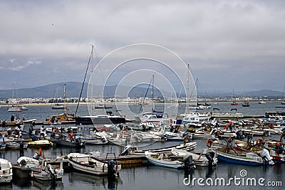 Culatra island port. Editorial Stock Photo