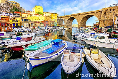 Small fishing port, Marseilles, France Stock Photo