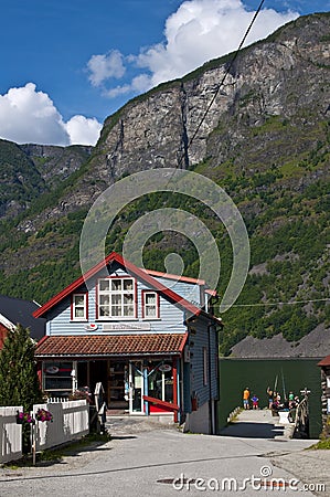 Small food shop on the fjord Editorial Stock Photo