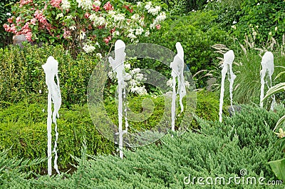 Small fountain in garden flower at Royal flora Suanrachapruk Stock Photo