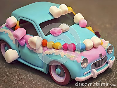 Small French 2CV with marshmallows Stock Photo