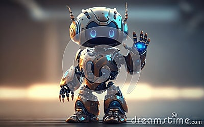 Friendly Robot Greeting. created by generative artificial intelligence Stock Photo