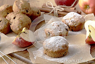 Small fruitcakes for Christmas dinner. Raisin mini cakes Stock Photo