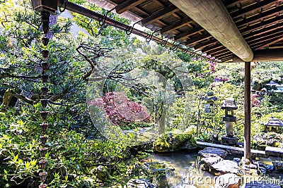 The small garden of Nomura samurai family residence Kanazawa, Japan Editorial Stock Photo