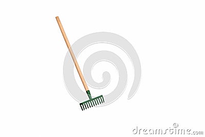 Small gardening rake isolated on white Stock Photo