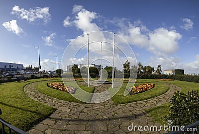 The small gardens next to the war memorial in Morecambe, Lancashire Stock Photo