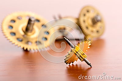 Small gears on the table Stock Photo