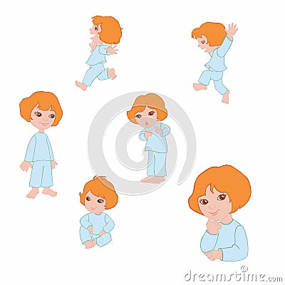 Small girl icons Stock Photo