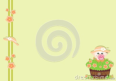 Small girl playing in the garden Vector Illustration