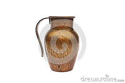 Bronze / copper jug / pot on white background Stock Photo