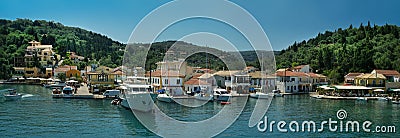 Small greek harbour panorama Stock Photo