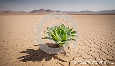 A small green plant emerges, a symbol of resilience and hope Stock Photo