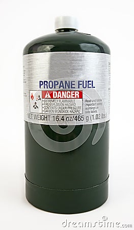 Small green propane tank Stock Photo