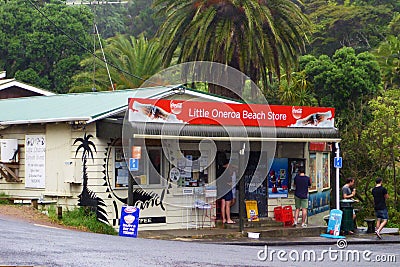 Small grocery store at Little Oneroa Beach, Waiheke Island, New Zealand Editorial Stock Photo