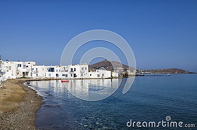 Small gulf in Naoussa village, Paros island, Cyclades, Greece Stock Photo