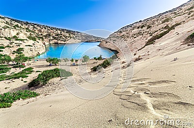 The small gulf of Vathi, in Crete Stock Photo