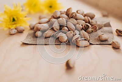 Small handful of pistachios Stock Photo