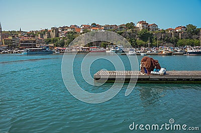 Small harbor. Amasra - Turkey 05.15.2016 The city from small harbor glance Editorial Stock Photo