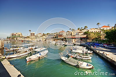 Small harbor, Byblos lebanon Stock Photo