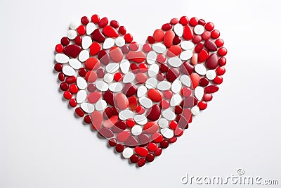 Small Heart tablet and pills. Generate Ai Stock Photo