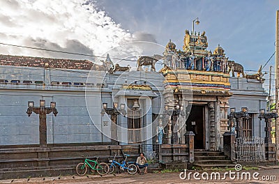 Small Hindu Shiva Temple at the street at Negombo Editorial Stock Photo