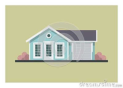 Small home with closed garage. Simple flat illustration Vector Illustration