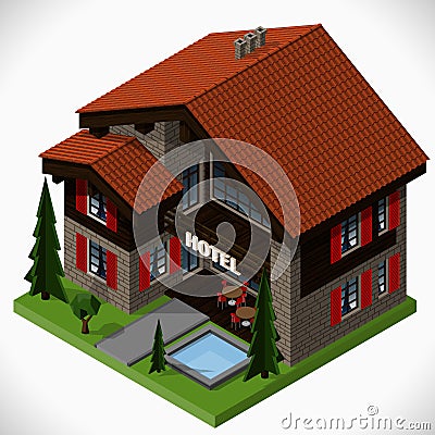 The small hotel. Vector Illustration