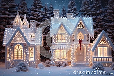 A small house covered in snow Stock Photo