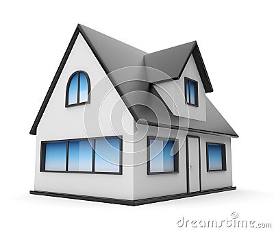 Small house. Icon 3D. Isolated on white Stock Photo