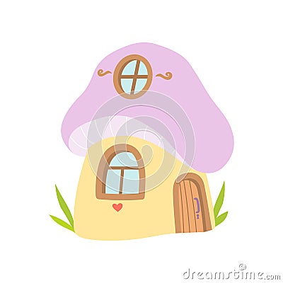 Small House Made from Mushroom, Fairytale Fantasy House Vector Illustration Vector Illustration