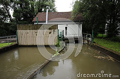 Small hydroelectric power station in europe Stock Photo