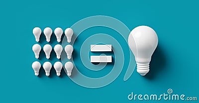 Small ideas make a big one. Teamwork, brainstorming, synergy and collaboration in idea development and innovation Stock Photo