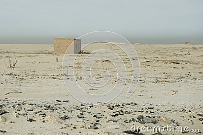 Small improvised house in the Sahara, in Mauritania Stock Photo