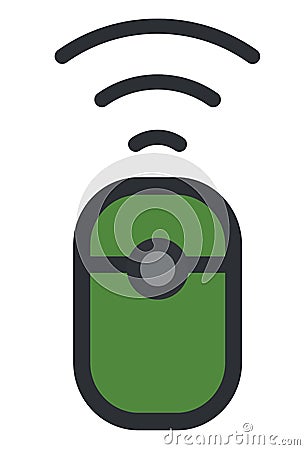 The drawing of a grreen computer mouse, an input device that is used with a computer. Illustration and vector. Cartoon. Vector Illustration