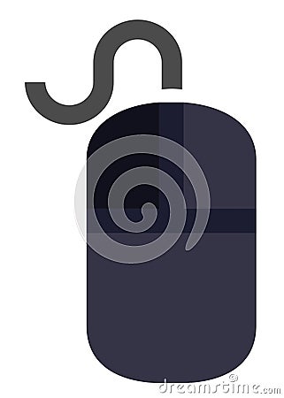 The drawing of a left-clicked gray computer mouse, a small hardware input device used by hand. Illustration, vector or cartoon. Vector Illustration