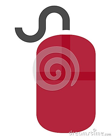 The drawing of a red computer mouse, a small hardware input device used by hand. Illustration, vector or cartoon. Vector Illustration