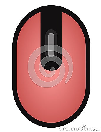 The drawing of a pink computer mouse, a small hardware input device used by hand. Illustration, vector or cartoon. Vector Illustration