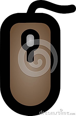 The drawing of a brown computer mouse, a small hardware input device used by hand. Illustration and vector. Cartoon. Vector Illustration