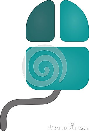 The drawing of a left-clicked blue computer mouse, a hardware input device used by hand. Illustration, vector or cartoon. Vector Illustration
