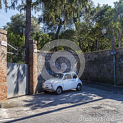 Small italian car outside villa Editorial Stock Photo