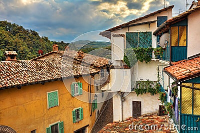 Small italian town. Barolo, Italy. Stock Photo