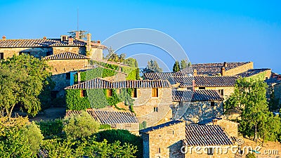 Small Italian village with ancient bricked house with terracotta Stock Photo