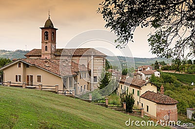 Small Italian village with church Stock Photo