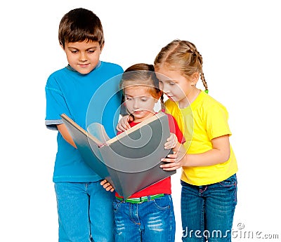 Small kids with a book Stock Photo